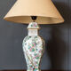 Chinese porcelain lamp mid-twentieth floral decoration wood support