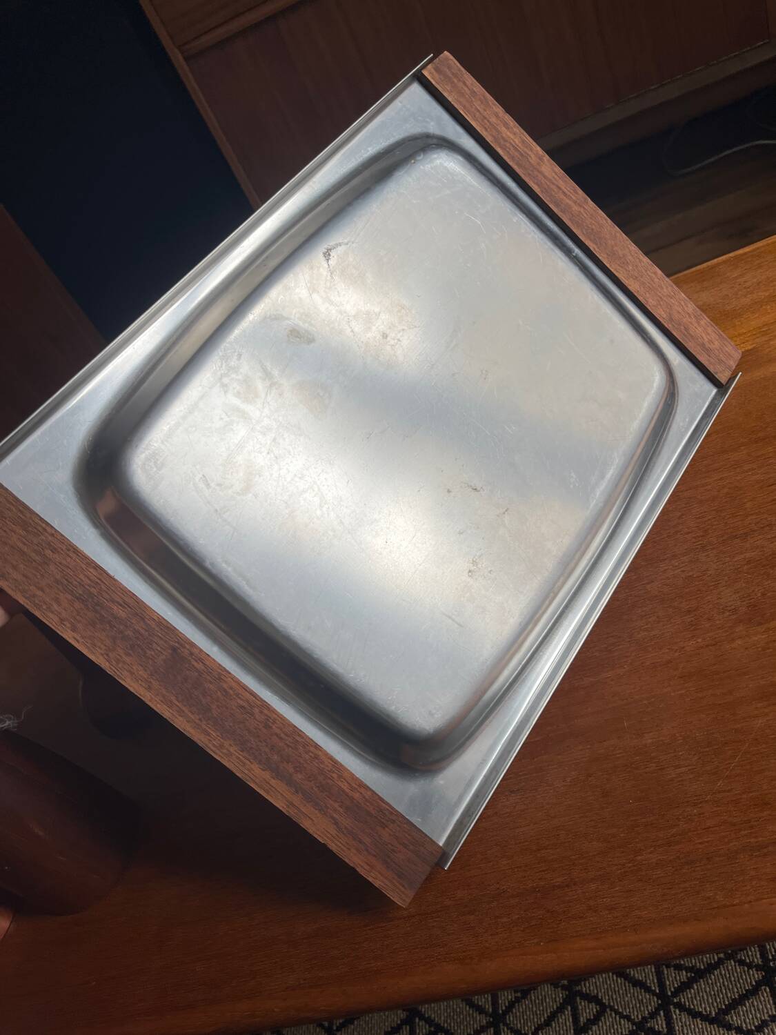 Metal and wood tray