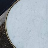 Table bouillotte ancienne avec plateau marbre style louis xvi