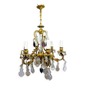 lustre en bronze et cristal