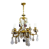 6-light bronze and crystal chandelier