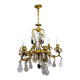6-light bronze and crystal chandelier