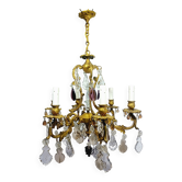 Lustre en bronze et cristal à 6 lumières