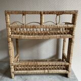 Small light beige wicker and rattan shelf