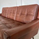 Danish mid-century Svend Skipper cognac 3 person sofa & lounge chair 1960s