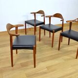 4 Fauteuils Danois en Teck Jacob Hermann  Randers Mobelfabrik 1960