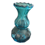 Thick turquoise blue glass vase