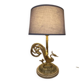 Large vintage lamp in moulded brass – Phoenix – onyx base – 1960s/70s