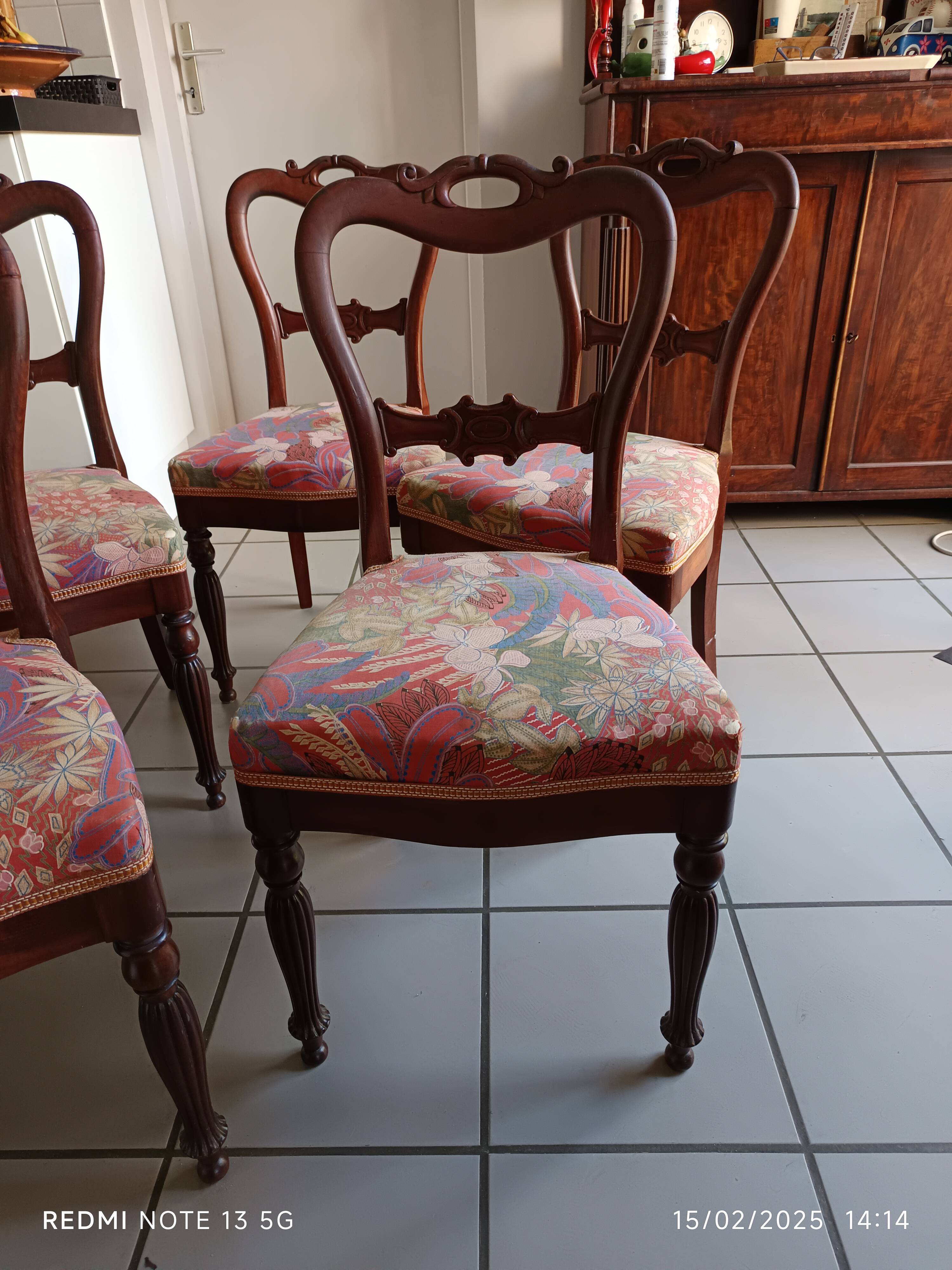 Set of 5 19th century cacahogany chairs