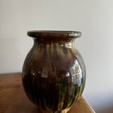 Vase grès flammé vert