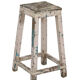 Original patina white Indian white teak top stool