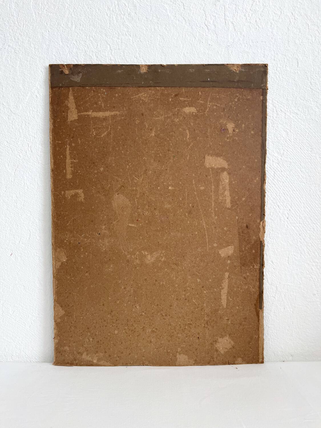 Old oil painting on cardboard bouquet of flowers and fruits