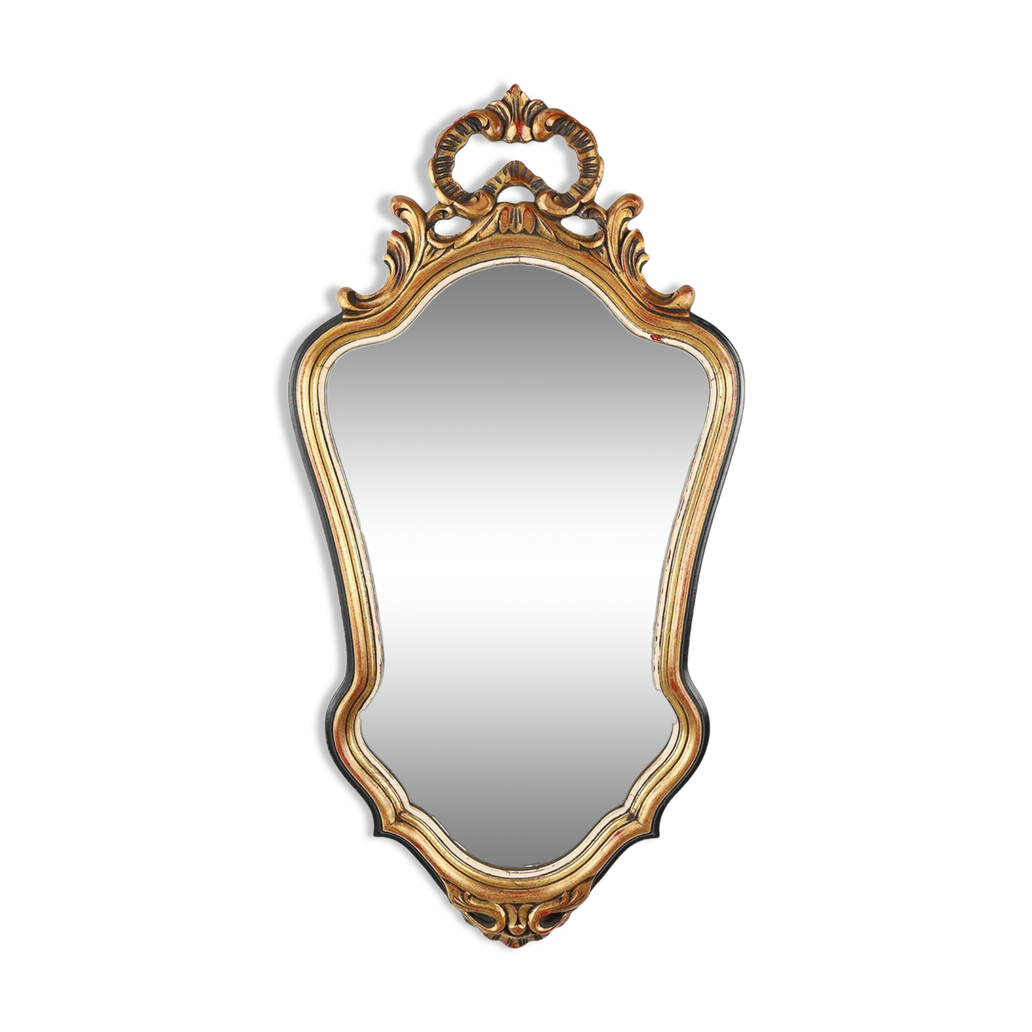20th Century Baroque style mirror in carved and gilded wood, Belgium
