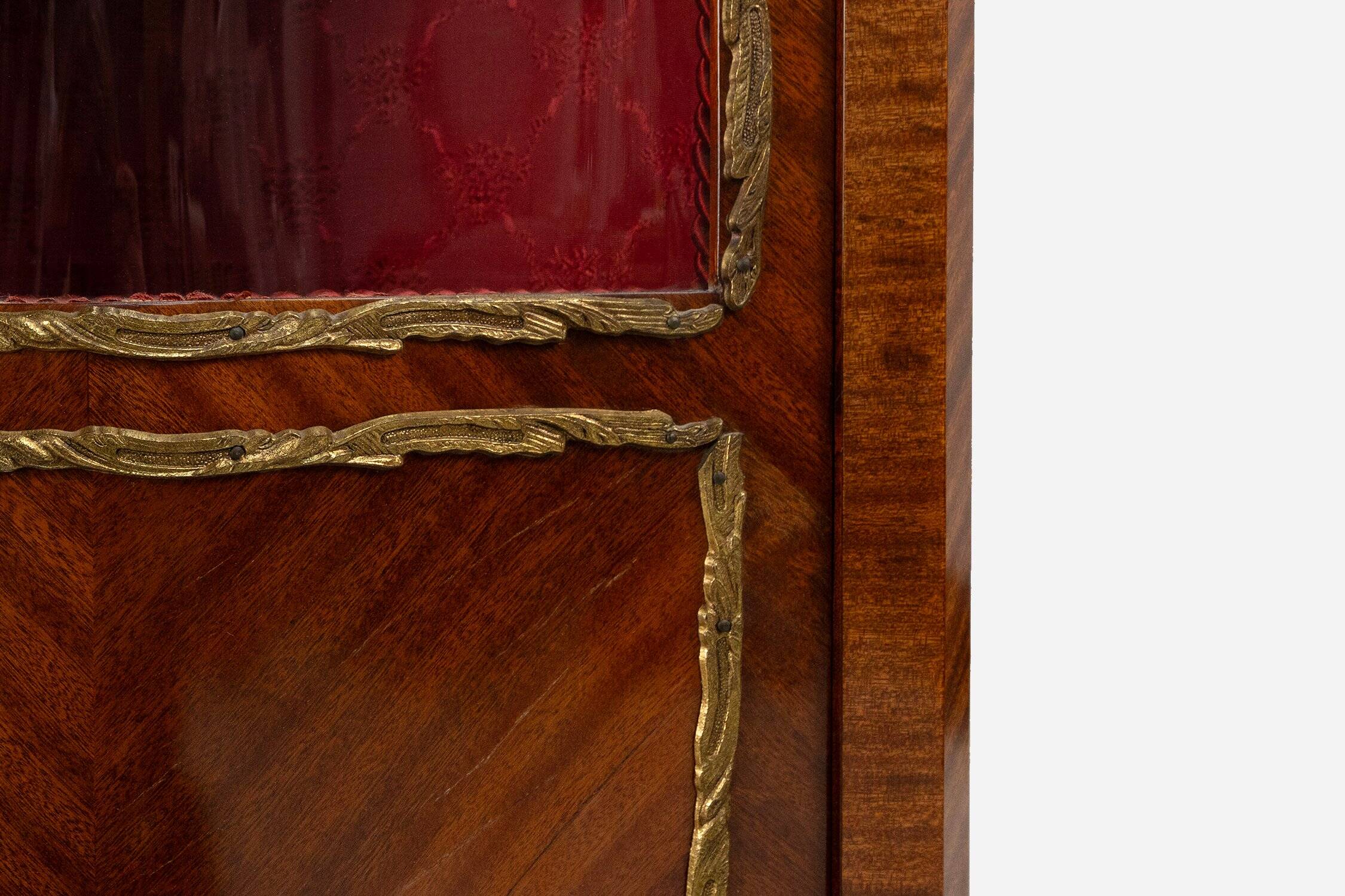 French Louis XV Style Corner Display Cabinet with Arched Glass, 1950