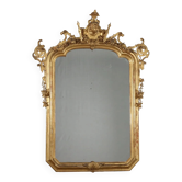 Antique umbertine mirror in Swiss pine, Italy, 19th century.