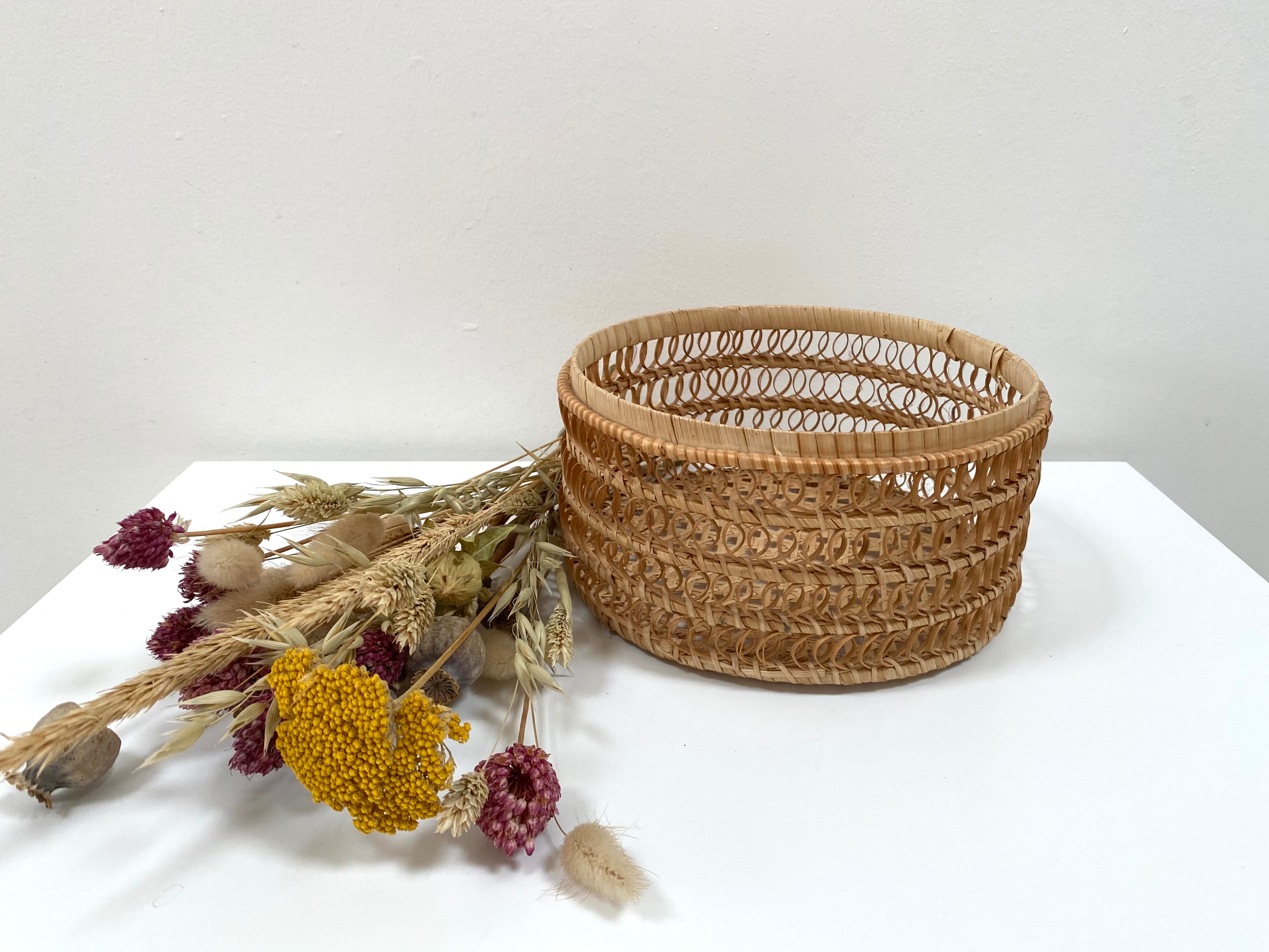 Braided rattan basket from the 70s