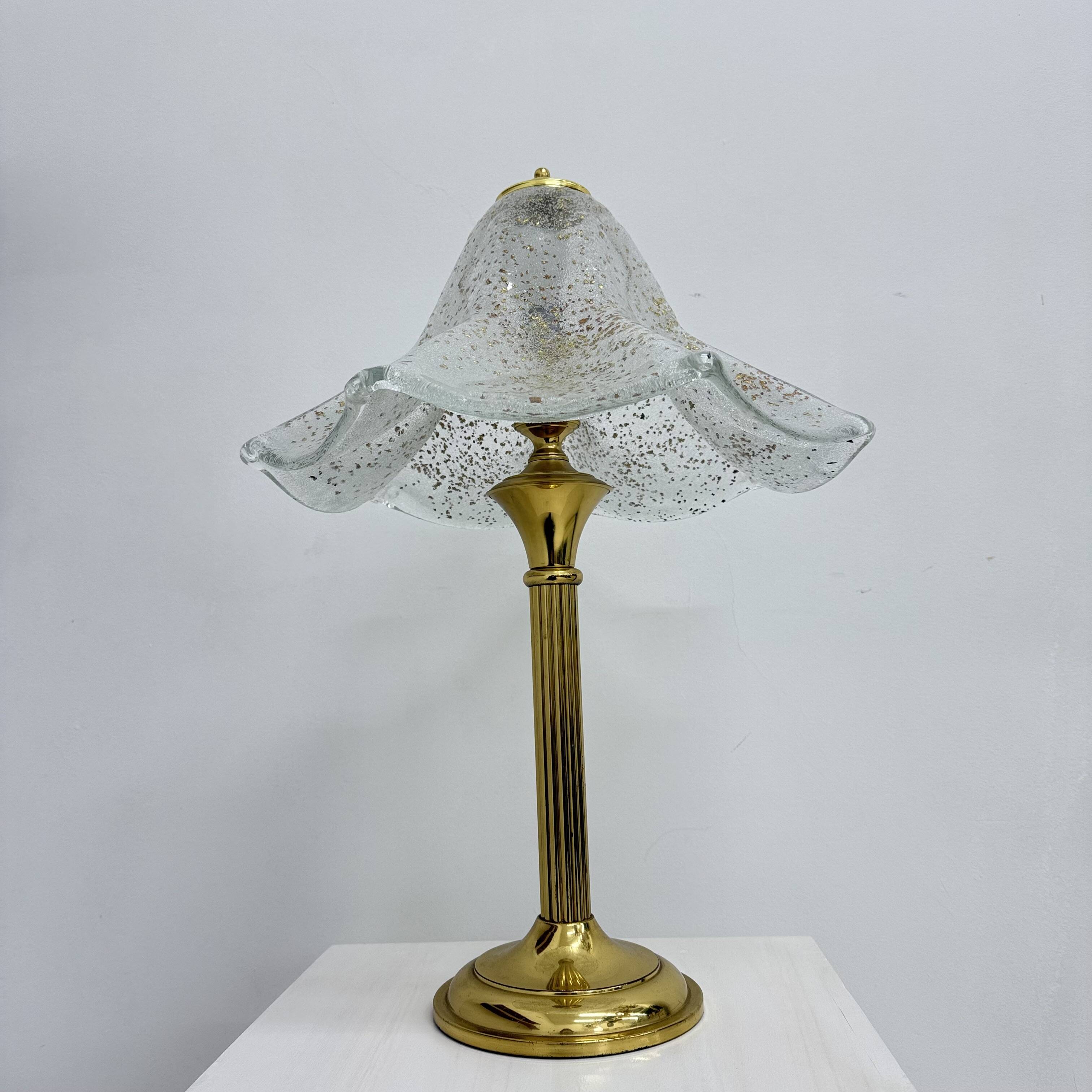 Mid century glass table lamp , 1970s