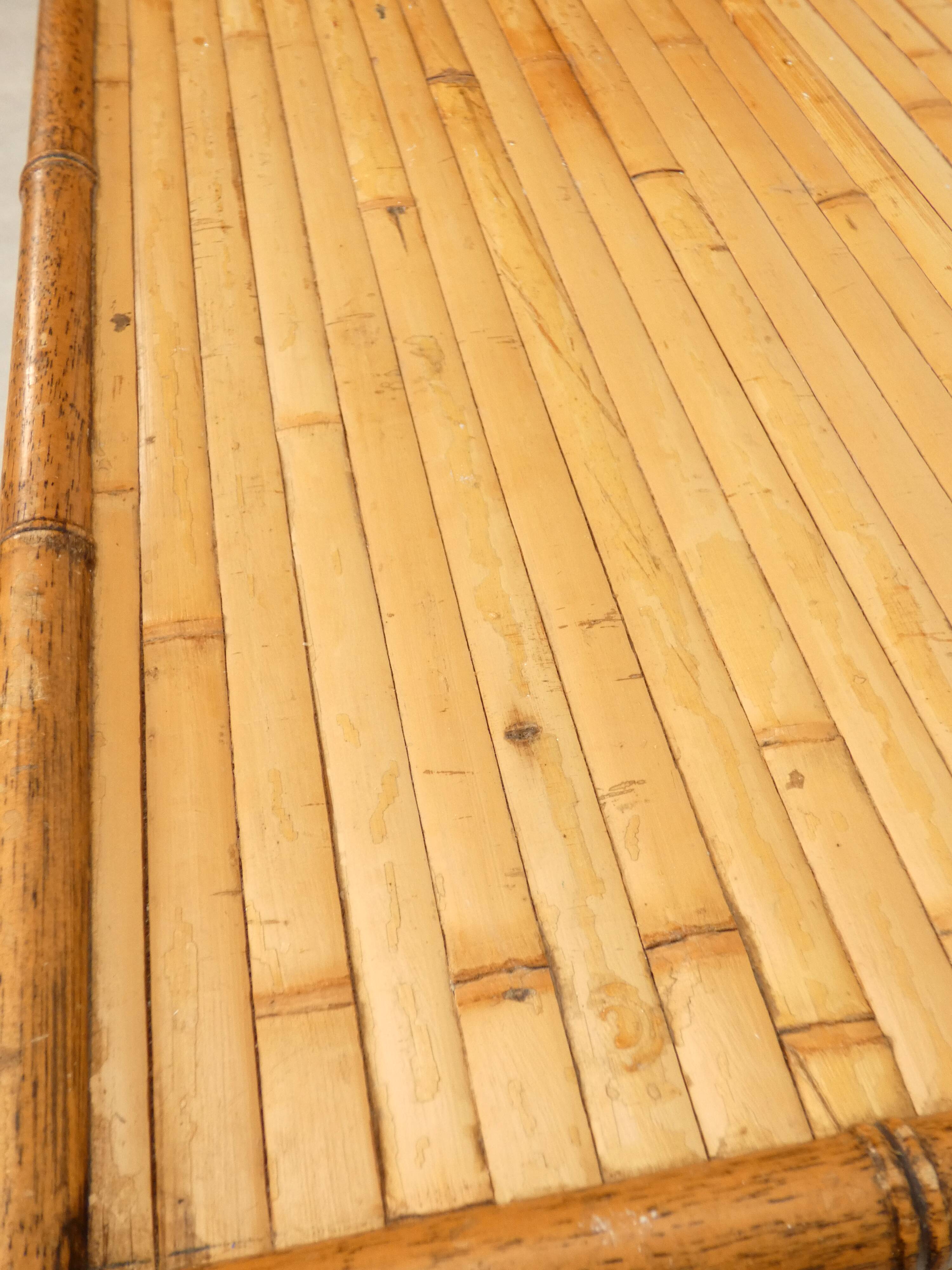 Console with sidetable and mirror in bamboo and rattan