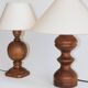 2 turned wooden lamp bases, 1940s-1960s