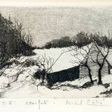 Painting by michel colin (1934) – etching - vosges landscape