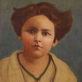 Peinture italienne portrait d'enfant signée et datée