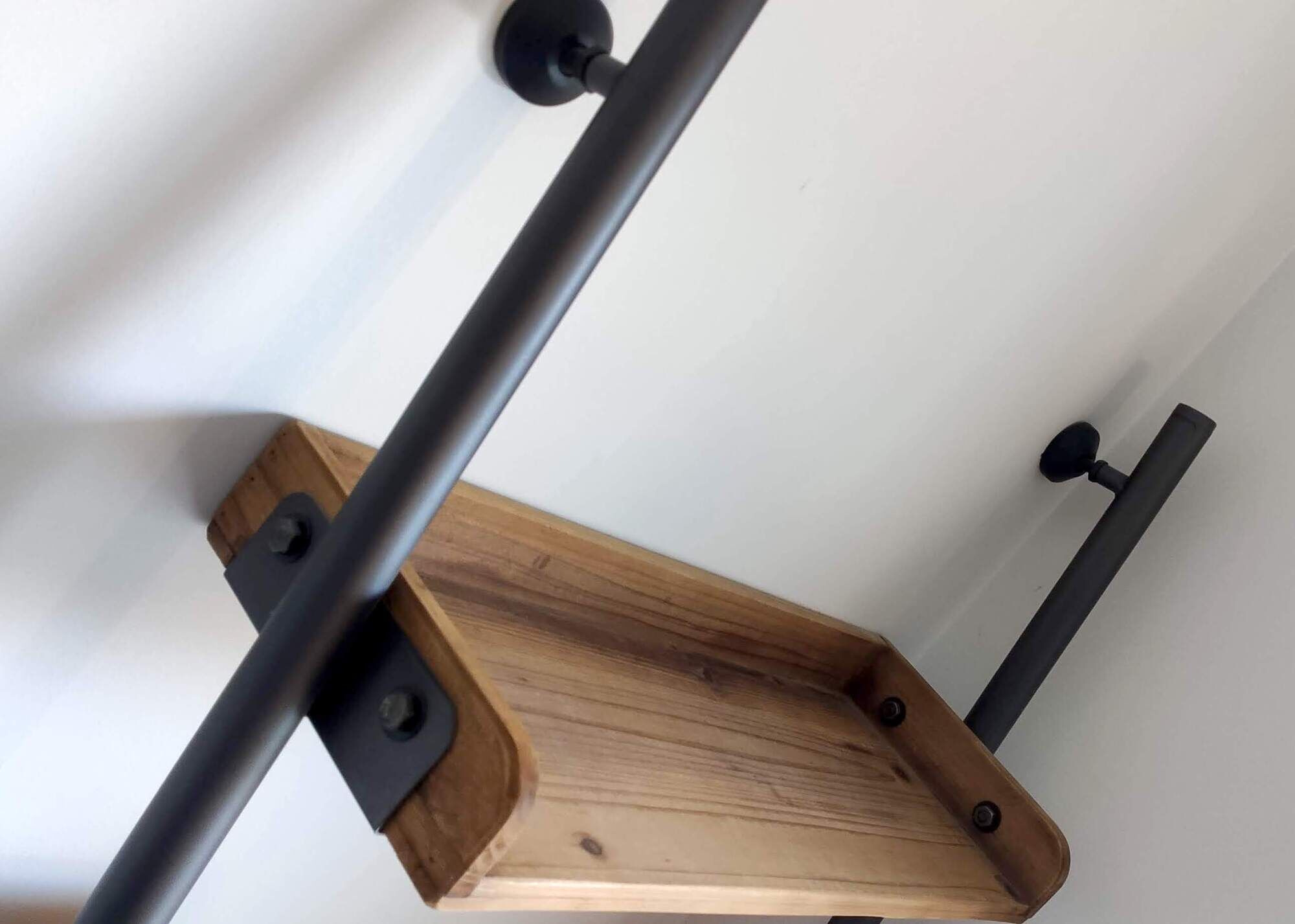 Large shelf drawers wood fir / metal 67 x 200 cm