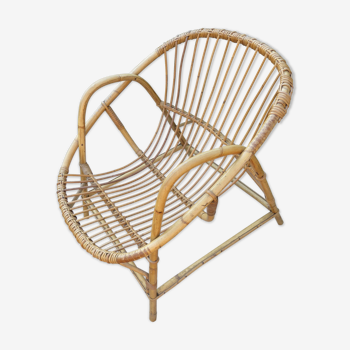 Armchair shell rattan of the 1960s