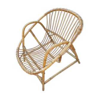 Armchair shell rattan of the 1960s