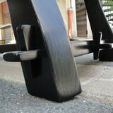 Black black brutalist table in elm
