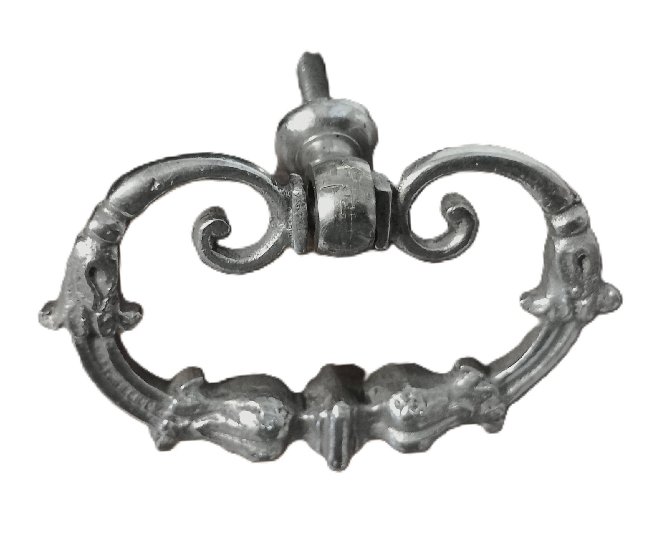 Old silver-plated metal furniture handle