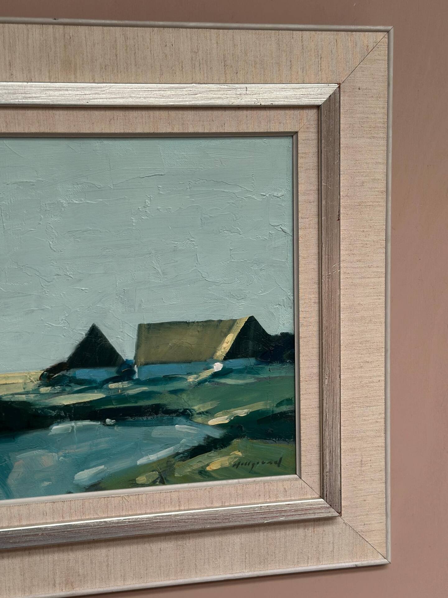 Swedish Oil on Canvas – “Farm by the Lake” by Bengt Hillgrund