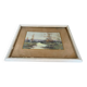 Old oil color landscape + vintage white wood frame