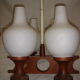 Scandinavian teak chandelier white opaline 1950