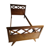 Vintage Scandinavian bed with crosspieces 50s