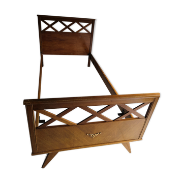 Lit scandinave vintage à croisillons années 50