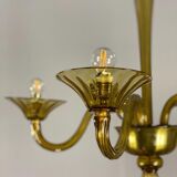 Venetian Chandlier in Murano glass of yellow color amber, 5 arms of light