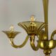 Venetian Chandlier in Murano glass of yellow color amber, 5 arms of light