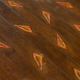 Rustic oak table with ceramic inlays by a student of Joseph Savina 1950s