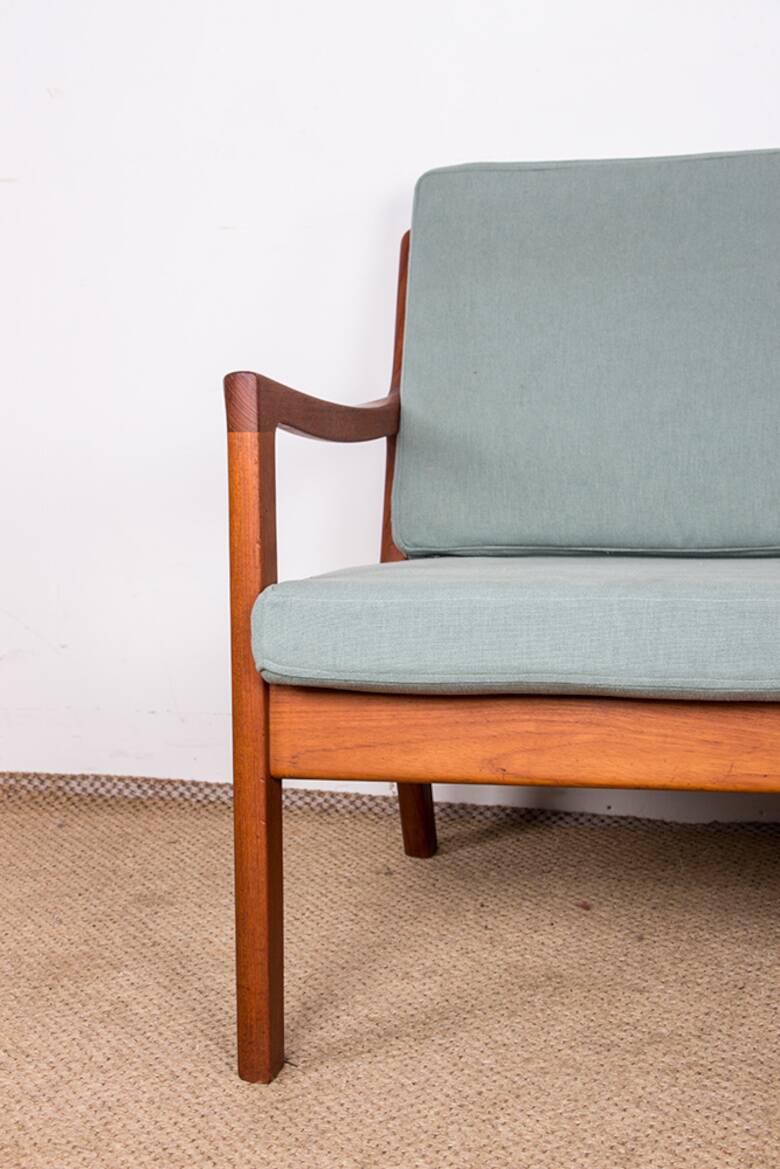 Danish 3-seater sofa in teak and new fabric, Senator model Ole Wanscher, France & Son.