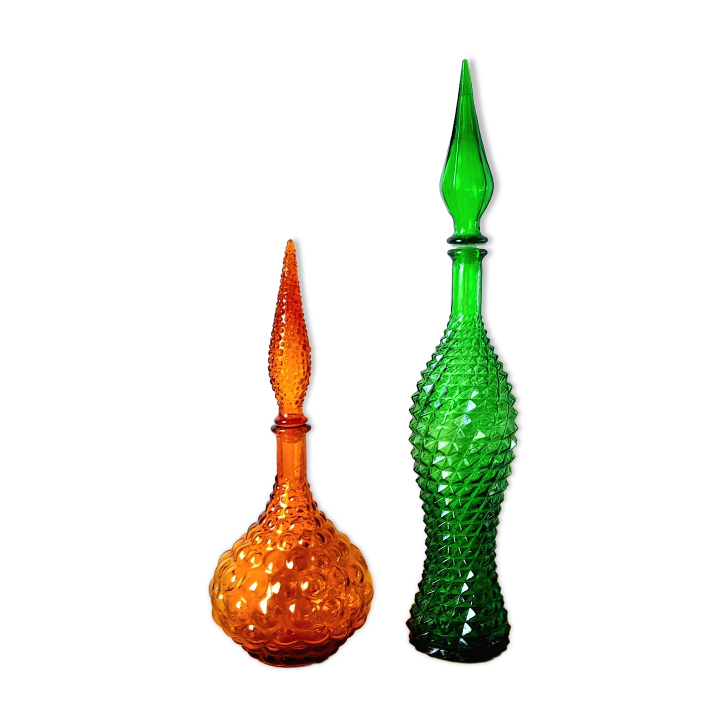 Italian glass bottles Empoli 1970