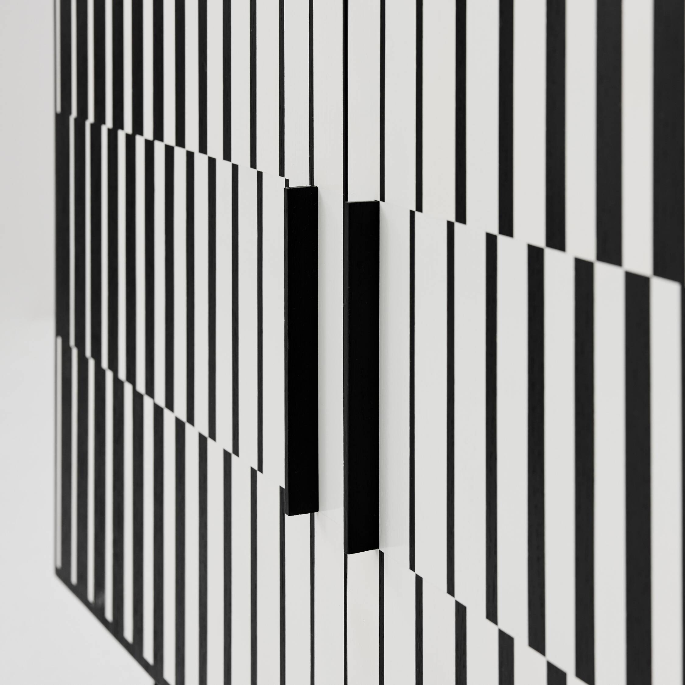 Vintage Sideboard with Hand-Painted Op-Art Pattern, 1970s.