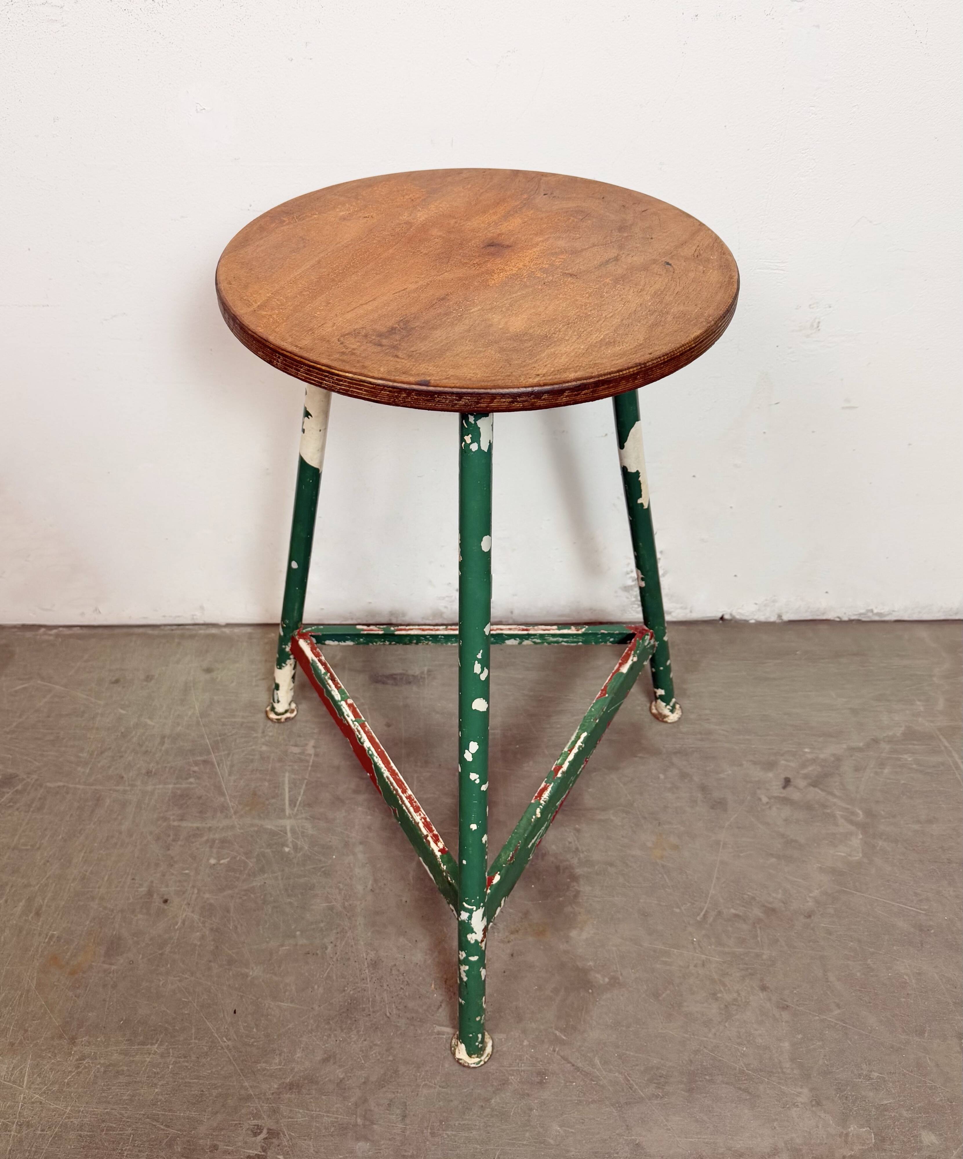 Green Industrial Workshop Stool, 1960s