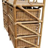 2 vintage bamboo and rattan bedside tables from the 1970s