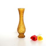 Amber glass vase, diamond tip, vintage