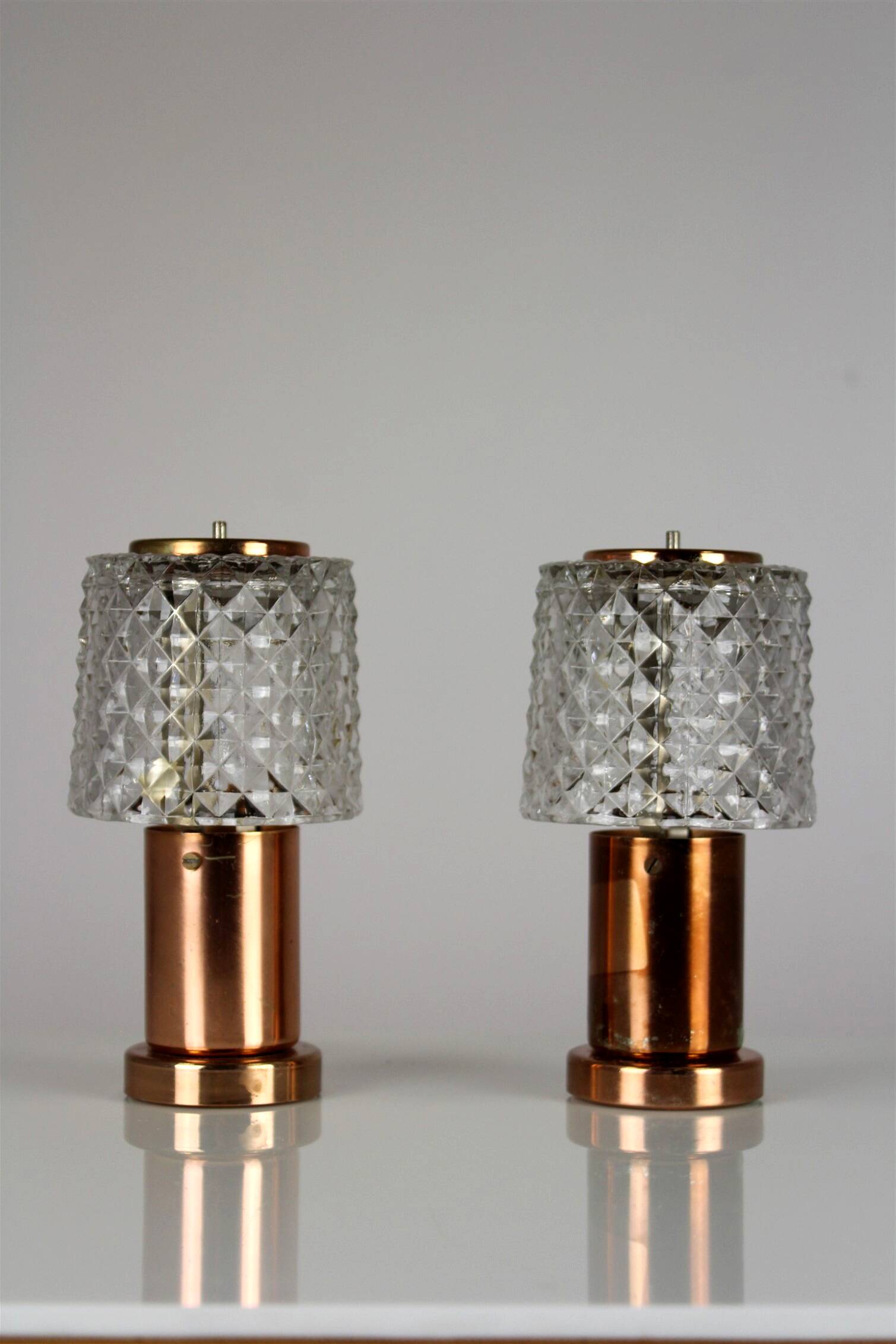 Copper Table Lamps from Kamenicky Senov, 1970s, Set of 2
