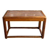 Canework and dark wood bench