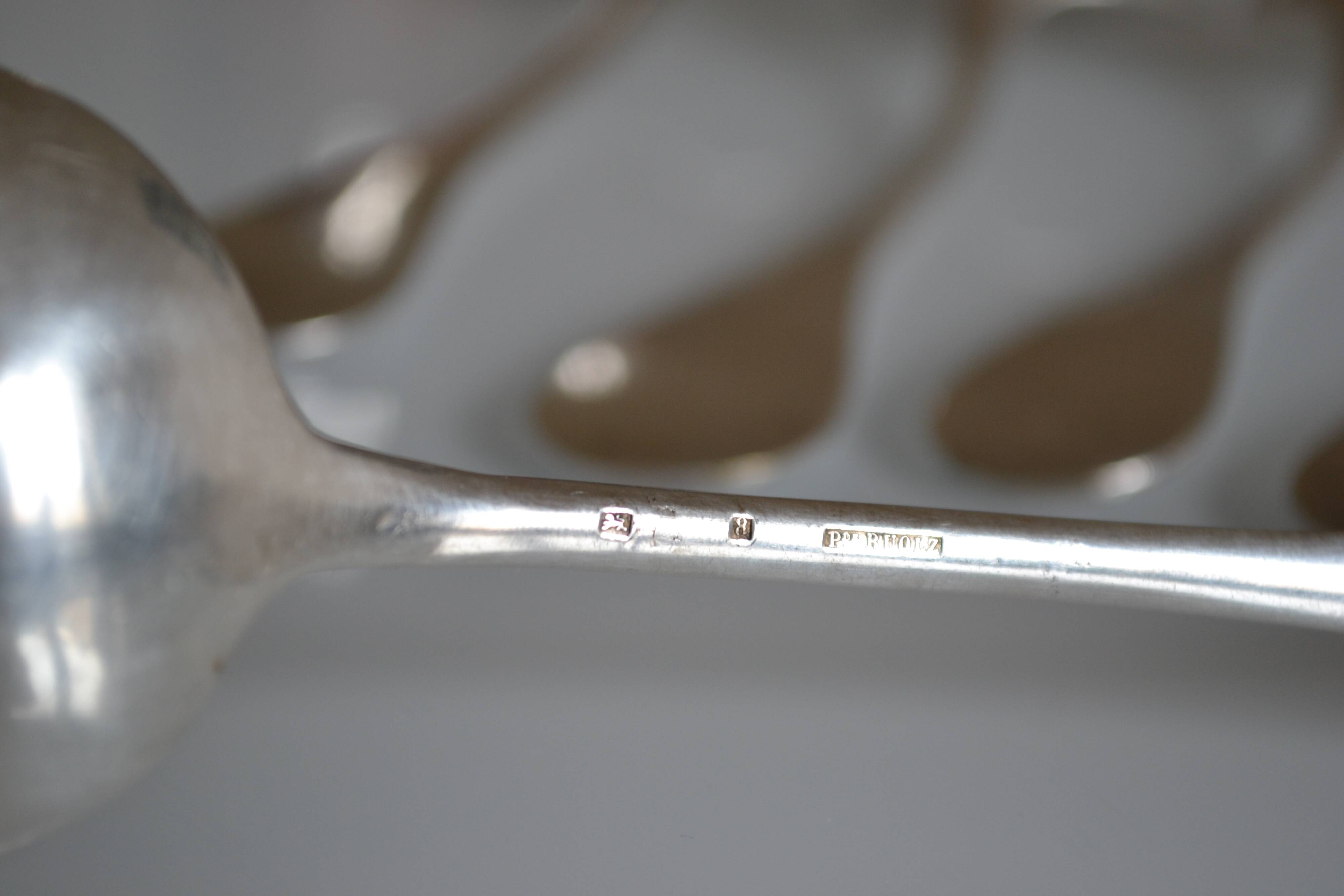 6 silver plated soup spoons P de Ruolz silver plated soup spoons 21.8 cm