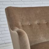 1970s, Danish 2 seater sofa, original condition, green furniture velour.