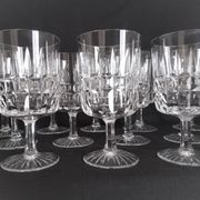 12 Art Deco wine glasses in cut crystal (in the style of Marignane Baccarat)