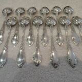 12 silver-plated coffee spoons by Boulenger, Art Nouveau thistles